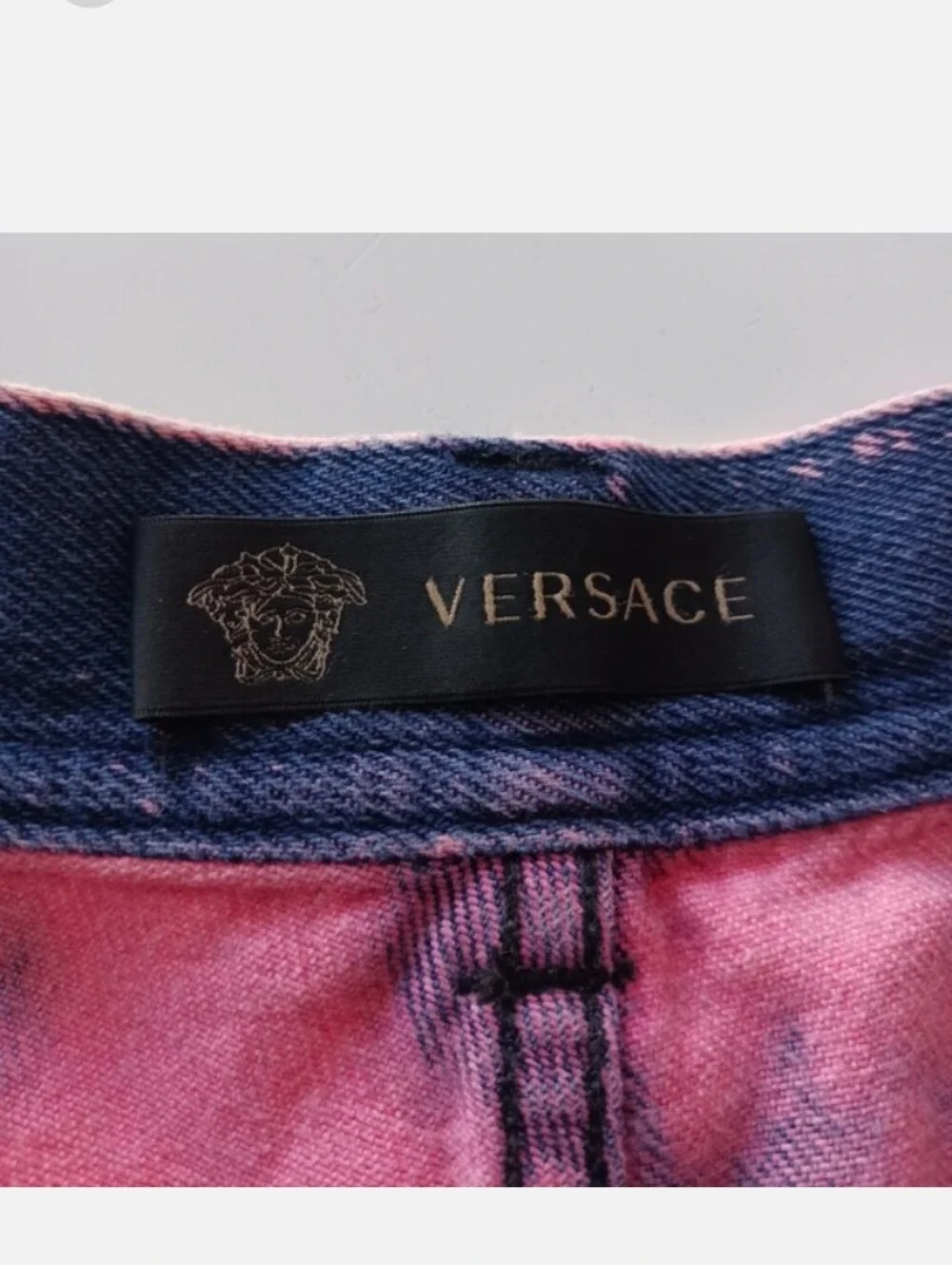 Versace Pink Denim Shorts Size 27